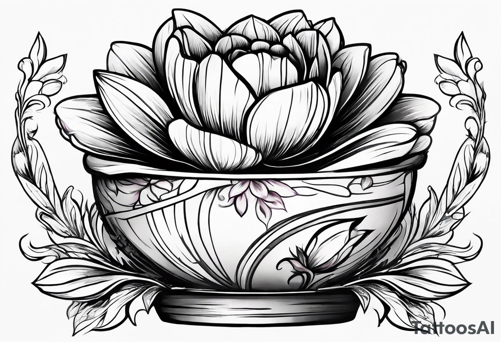 a small flowerpot with a flower that is getting ready to bloom tattoo idea
