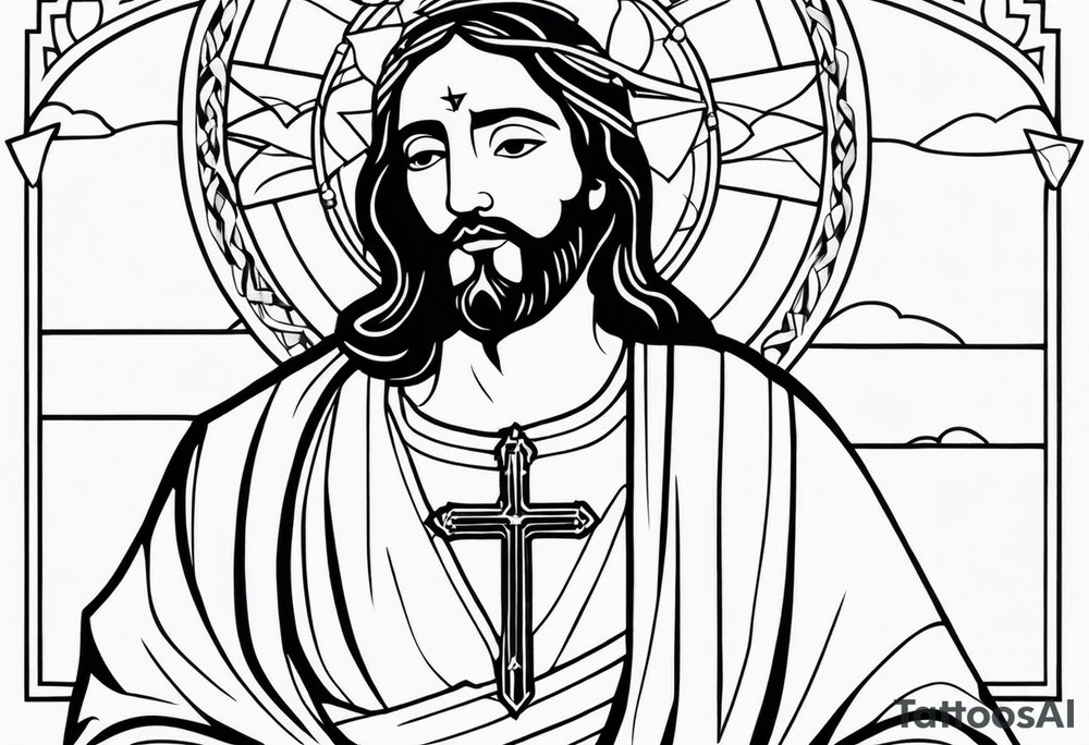 Jesús en modo tradicional , con poca tinta tattoo idea