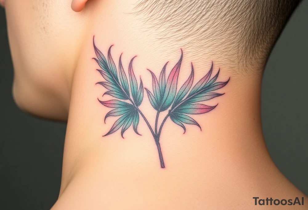 realistic large woven palm leaves tattoo idea