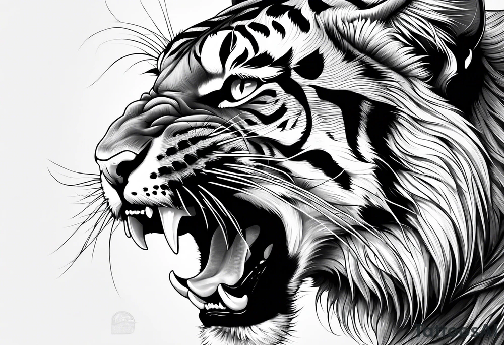 big cat growling tattoo idea