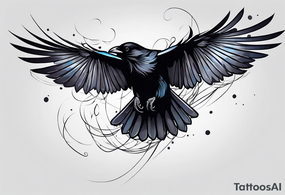 outlines of a flying crow, without bows tattoo idea