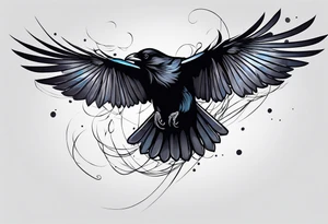 outlines of a flying crow, without bows tattoo idea