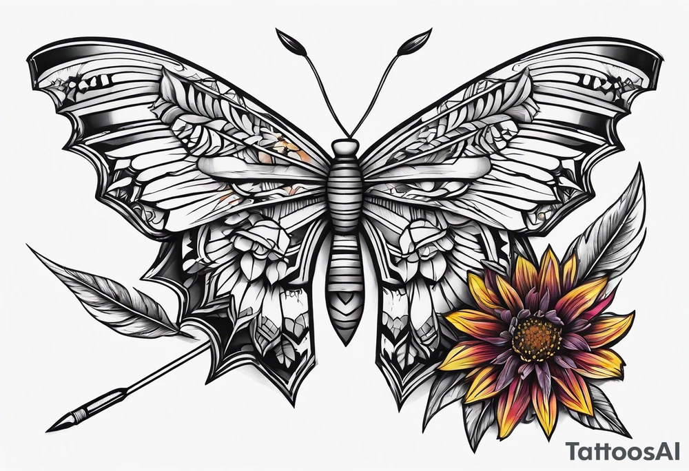 Indian blanket flower arrows tattoo idea