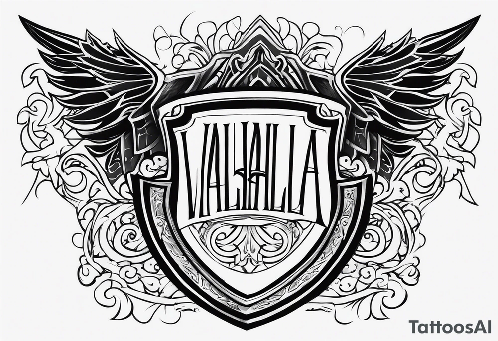 Valhalla stairs sword shield tattoo idea