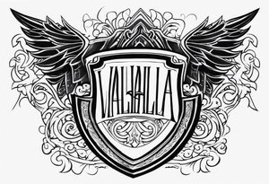 Valhalla stairs sword shield tattoo idea