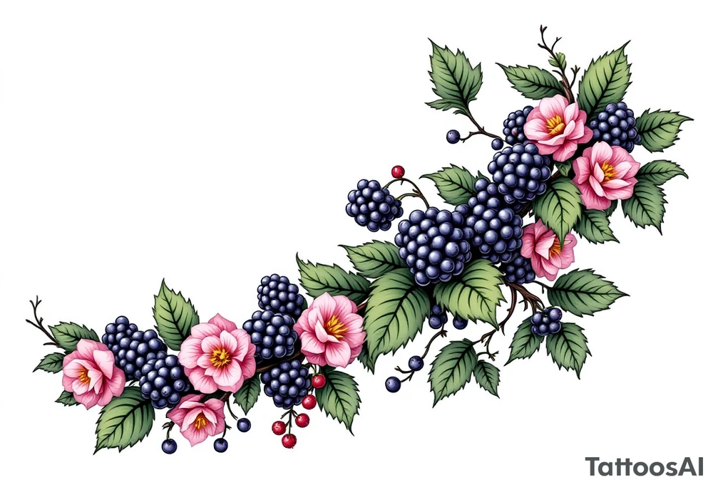 American traditional style Blackberry vine to wrap around an arm tattoo idea