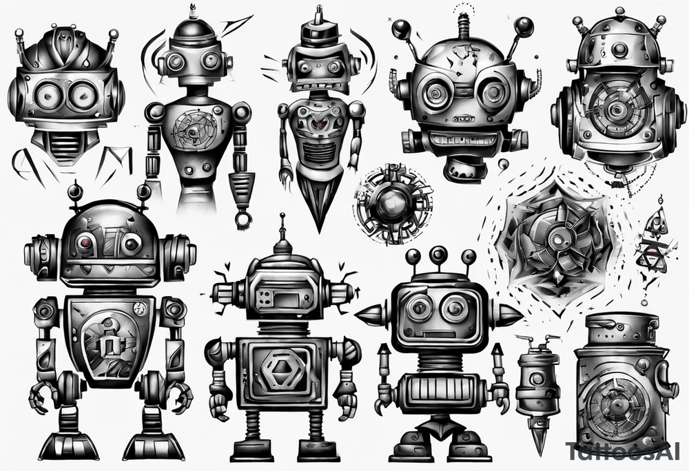 robot design tattoo idea