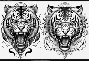 A thundergod tiger forearm sleeve tattoo, with lightning and clouds filling the area tattoo idea