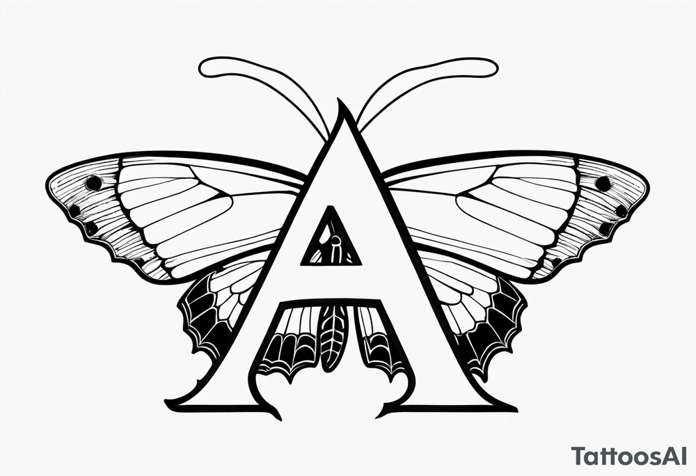 Letter A with butterfly tattoo idea