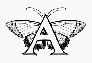 Letter A with butterfly tattoo idea