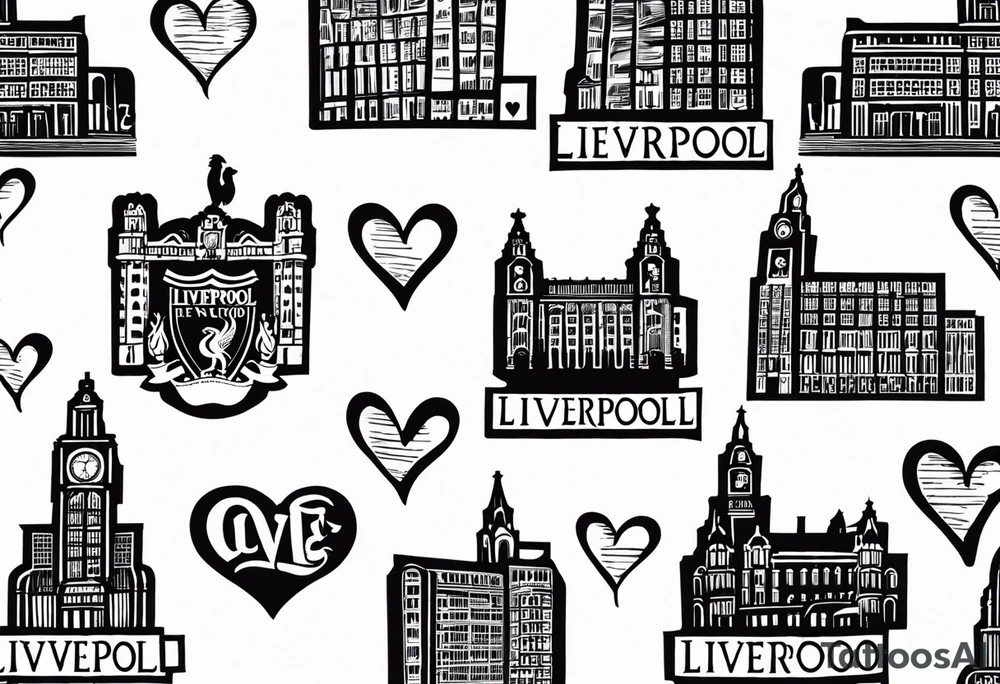 Small tattoo for a woman who love the Liverpool city, I would like to write the name of the city creating a heart shape tattoo idea