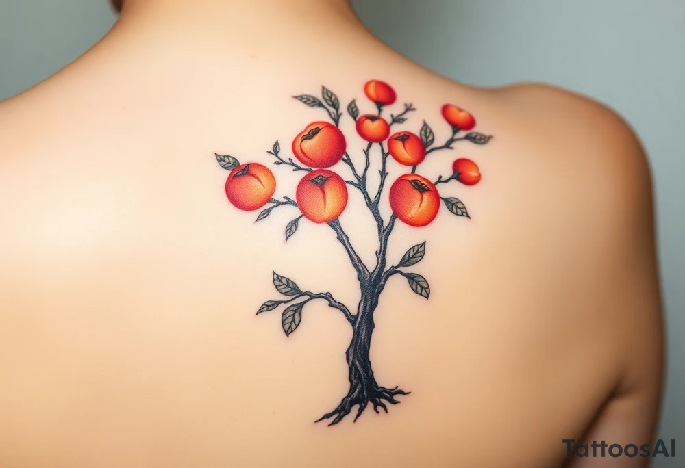 Full tree with peaches on it tattoo idea