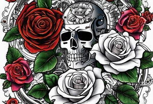 Blend roses and robotic circuitry for an arm sleeve tattoo idea