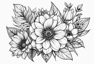 May november December February birth flower bouquet tattoo idea