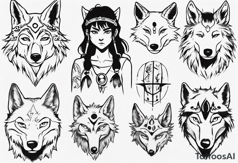 Princess mononoke wolf girl tattoo idea