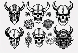Viking skeleton head and motorcycle tattoo idea