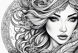 Russian mermaid creature tattoo idea