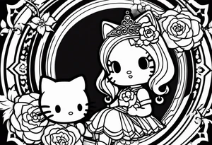 angle hello kitty with halo tattoo idea