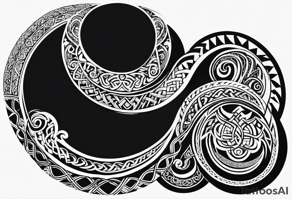 maori mixed with celtic band for around an arm, incorporating the word love tattoo idea