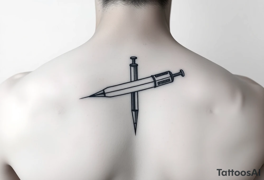 Heroin needle with the body of the needle a number 3 tattoo idea