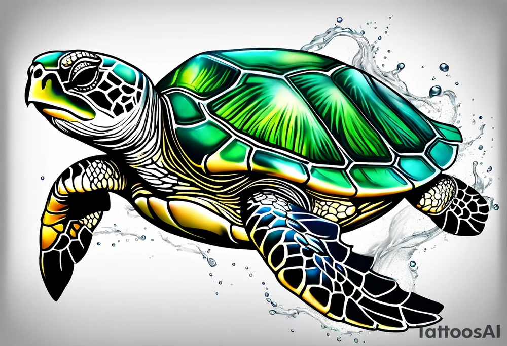 green sea turtle tattoo idea