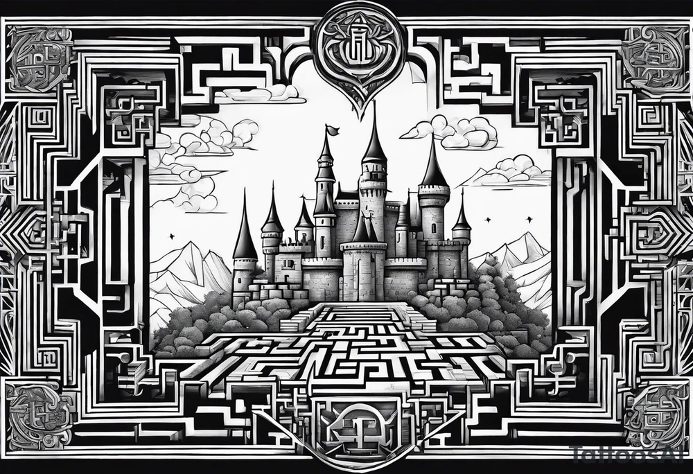 labyrinth Maze castle tattoo idea