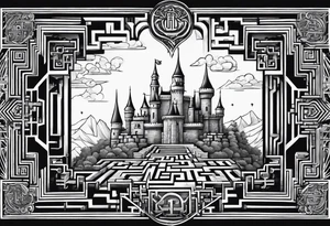 labyrinth Maze castle tattoo idea