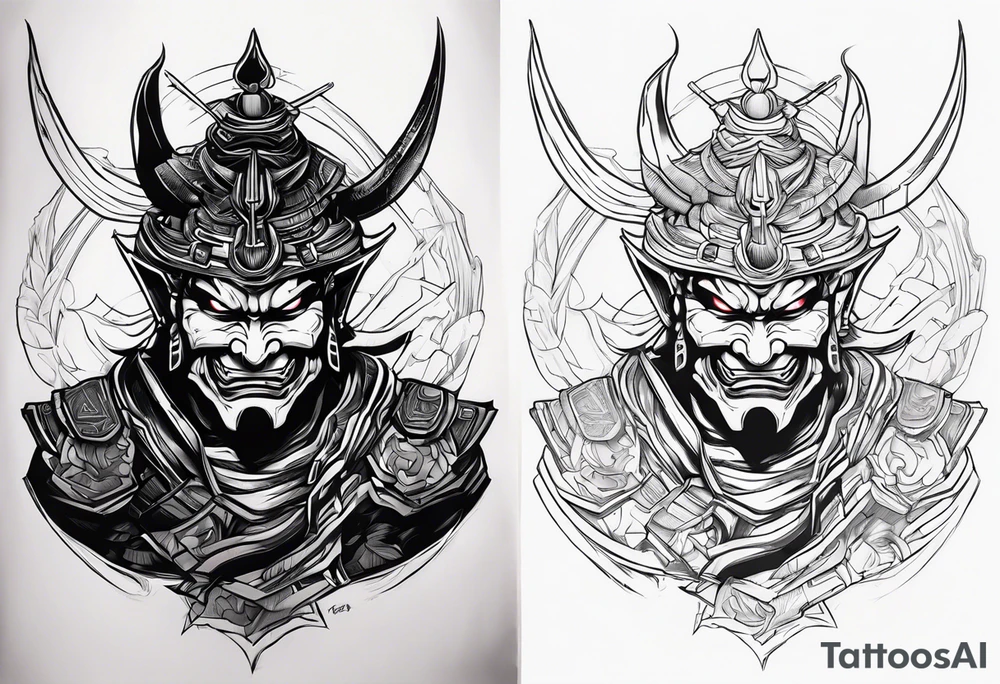 Cyber oni samurai tattoo idea