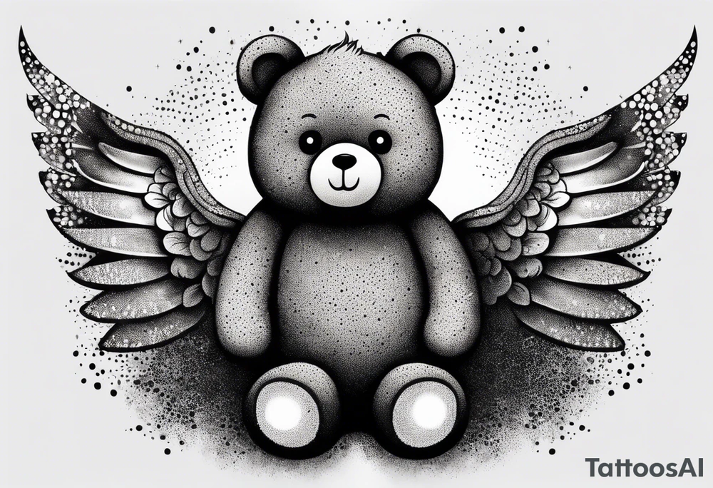 Teddy bear with wings tattoo idea