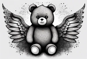 Teddy bear with wings tattoo idea