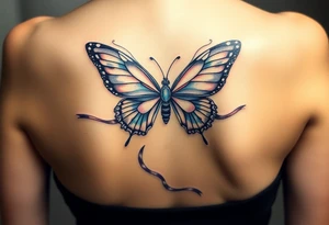 ethereal butterfly with flowing silk ribbons in moonlight tattoo idea