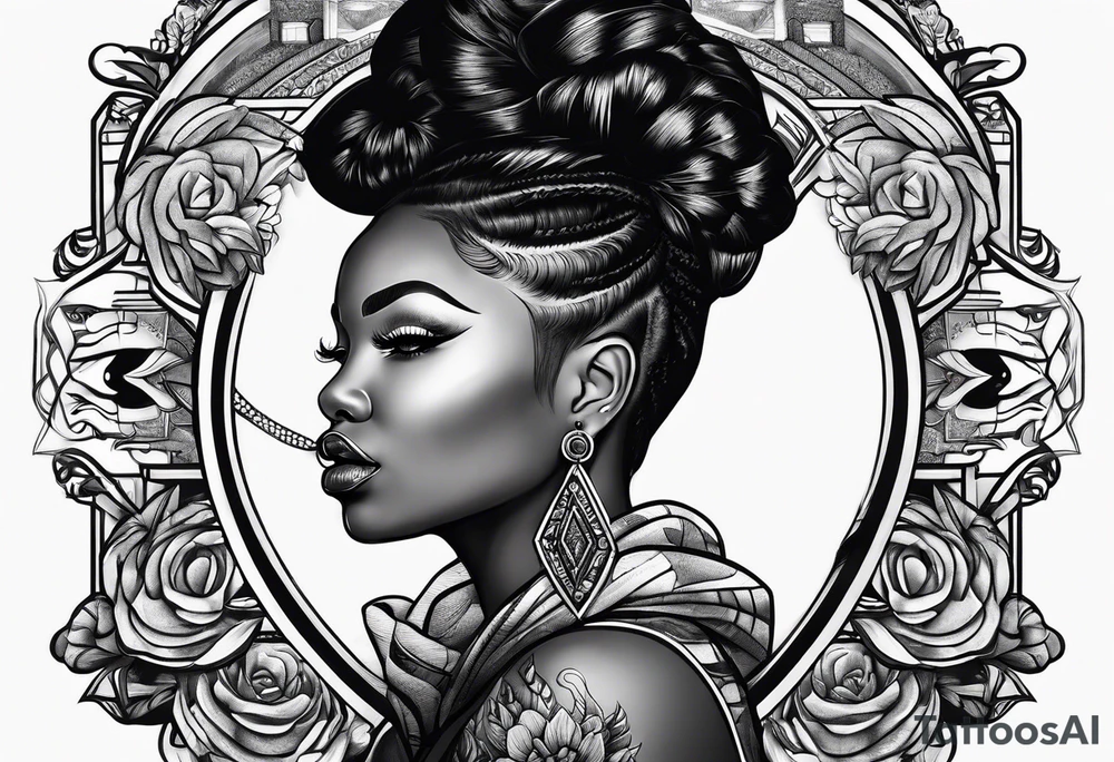 Black woman telling me to be quiet tattoo idea