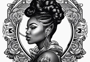 Black woman telling me to be quiet tattoo idea