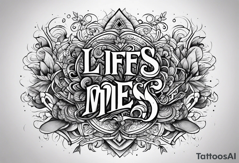The words “life’s a mess” tattoo idea