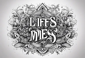 The words “life’s a mess” tattoo idea