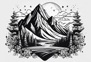 explosion in mountains tattoo idea