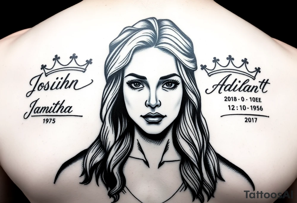 Mother with two sons 1 and half years apart ideas for a women In cursive writing in side crowns the names Josiah the othe Adian and thier days numbers in roman numerals tattoo idea