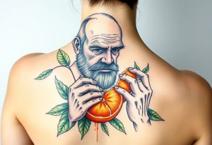 Grandfather peeling an orange tattoo idea