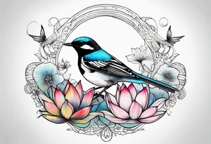 wagtail and lotus tattoo idea