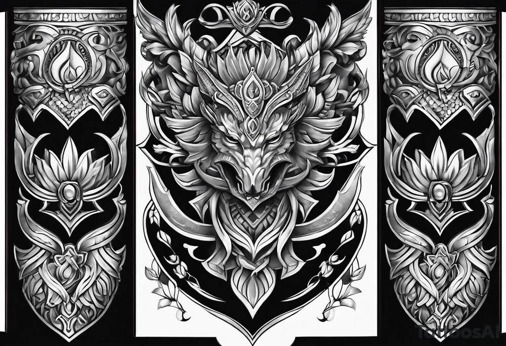 leg armor tattoo idea