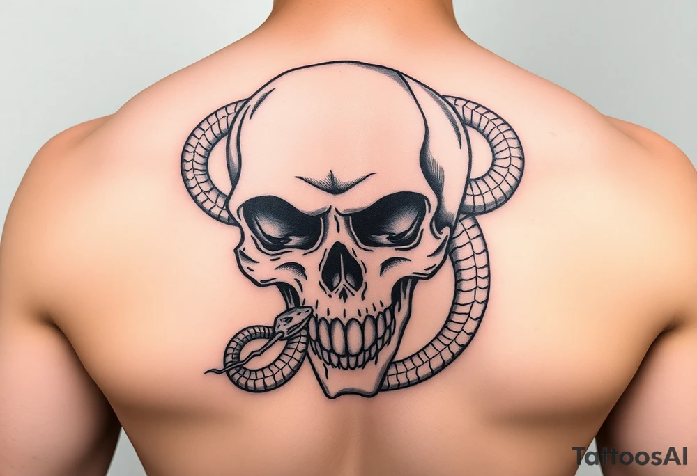 Skull with snake tattoo idea