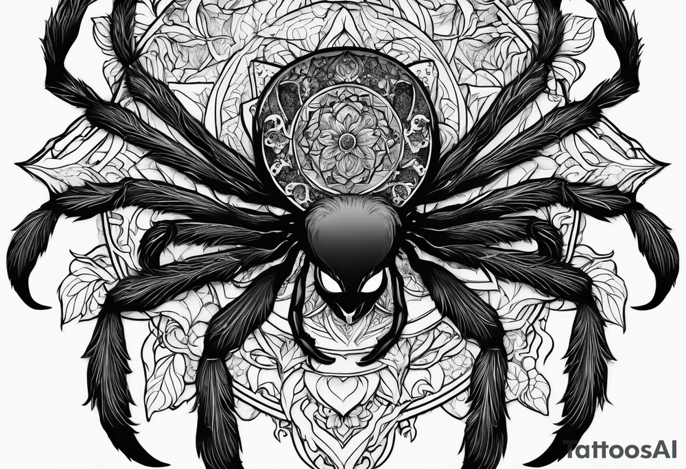 Ethereal witchy garden black cat spider black wudow tattoo idea