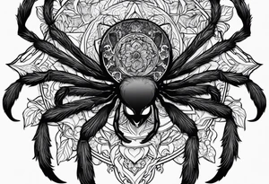 Ethereal witchy garden black cat spider black wudow tattoo idea