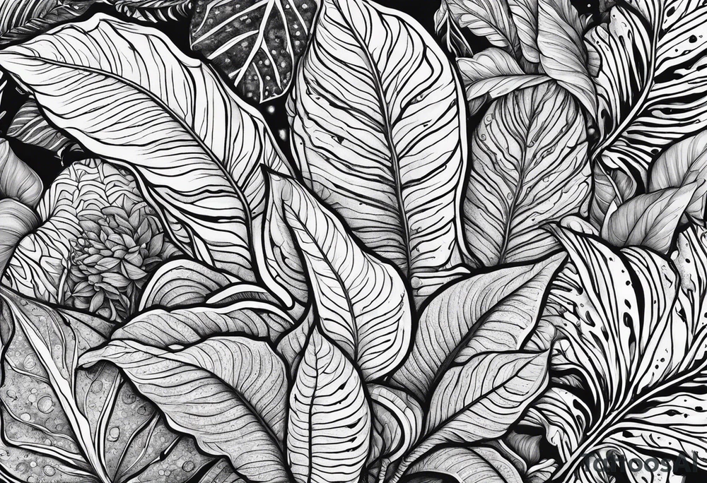 Ayahuasca with alocasia tattoo idea
