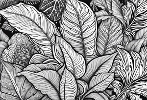 Ayahuasca with alocasia tattoo idea