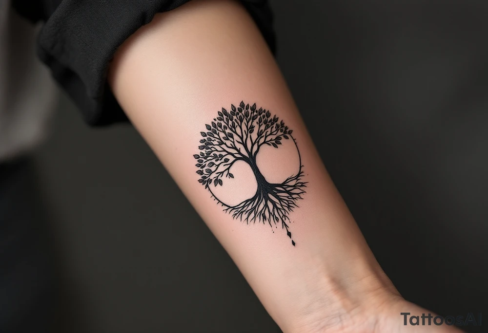 un tatuaje que refleje los principios del estoicismo: "memento mori" "amor fati" "apatheia" "Fateri Errata" "Sympatheia" "Neutrum moralis" "Phroairesis" "Circulus Virtuoso". puedes usar simbolos como reloj de arena, arbol con hojas cayendo para simular el ciclo de la vida tattoo idea