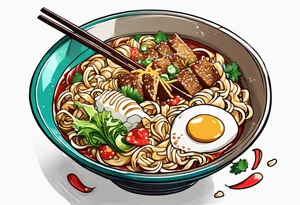 Voltron eating a bowl of ramen and some tacos tattoo idea