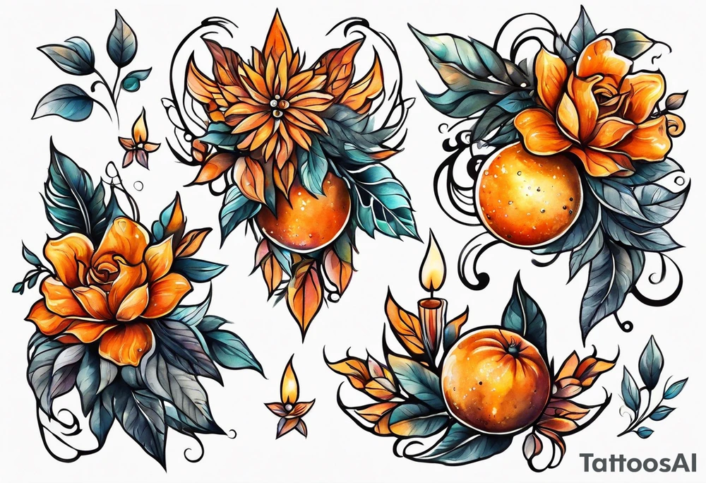 orange fire tattoo idea