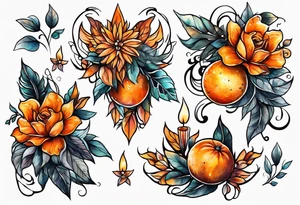 orange fire tattoo idea