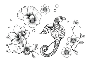 Underwater Flowers shells turtle seahorse bubbles jellyfish feminine tattoo idea